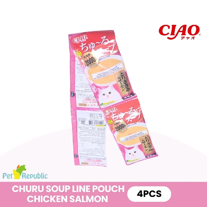 CIAO TCR145 Makanan Kucing Soup Probiotic Chicken Salmon 4pcs