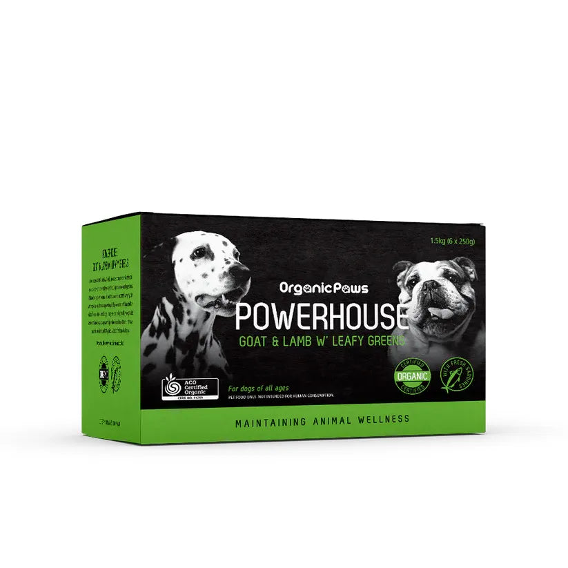 [Syd Only] Organic Paws Powerhouse Goat & Lamb W’ Leafy Greens Pet Raw Food 1.5kg