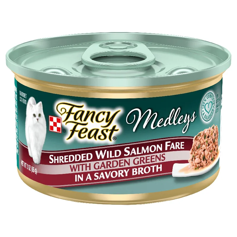 Fancy Feast Medleys Shredded Wild Salmon Fare With Garden Greens - 3 OZ 24 Pack