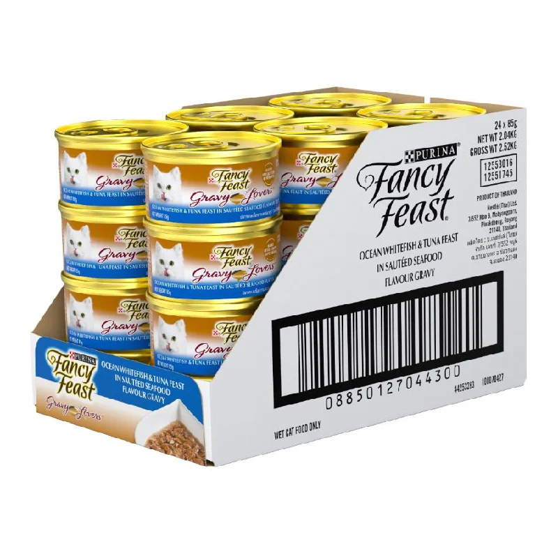 Fancy Feast Gravy Lovers Ocean Whitefish and Tuna Feast Sauteed Seafood Flavour Gravy 24X85g