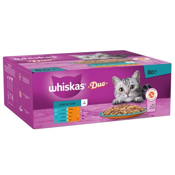 Whiskas Pouch 1+ Duo Surf & Turf In Jelly 80x85g