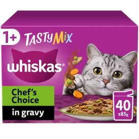 Whiskas Pouch 1+ Tasty Mix Chef's Choice in Gravy 40 x 85g MEGA Pack