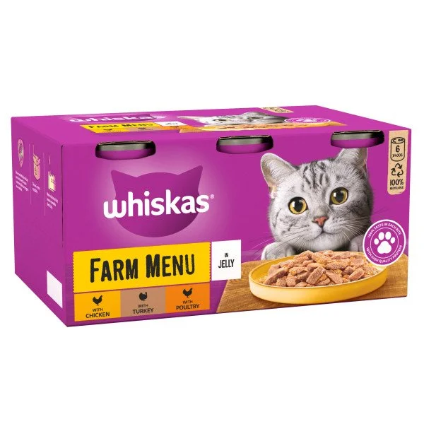 Whiskas 1+ Farm Menu Tins in Jelly 6x400g