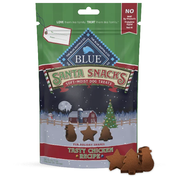 BLUE Santa Snacks Soft-Moist Dog Treats; Tasty Chicken Recipe