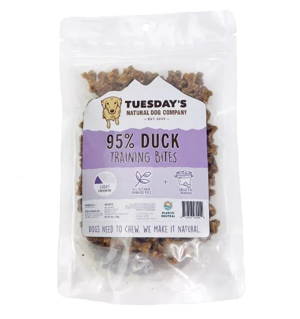 Tuesdays Natural Dog Company 95% Duck Training Bites Dog Treats (6 oz)