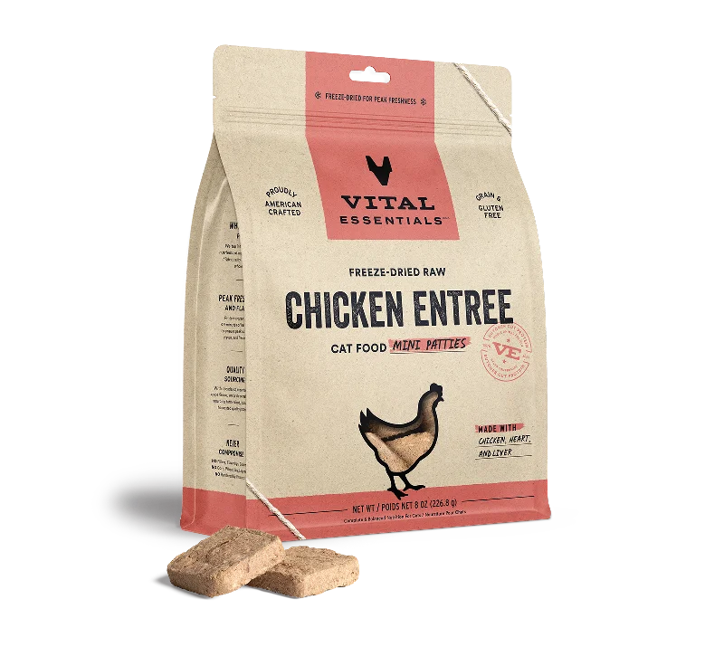 Vital Essentials Chicken Freeze-Dried Raw Entrée Cat Food Mini Patties