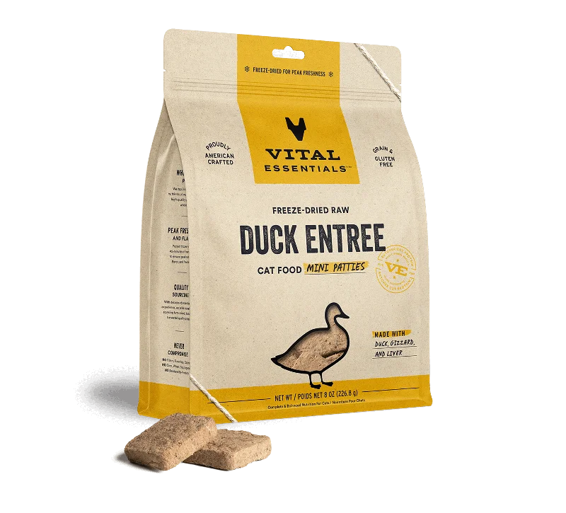 Vital Essentials Duck Freeze-Dried Raw Entrée Cat Food Mini Patties