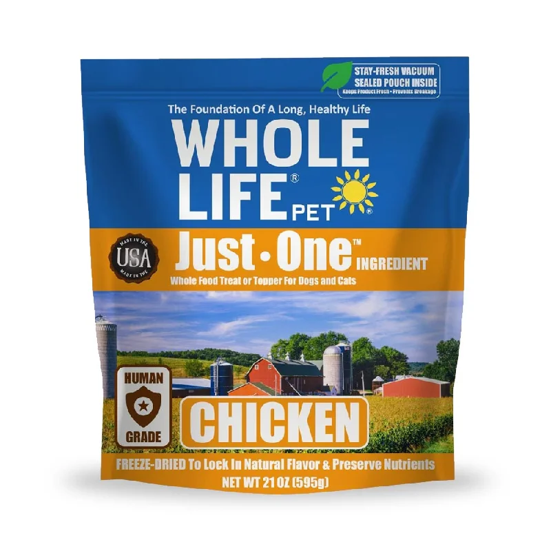 Whole Life Pet Just One Ingredient Pure Chicken Breast Freeze-Dried Dog & Cat Treats, 21oz Bag