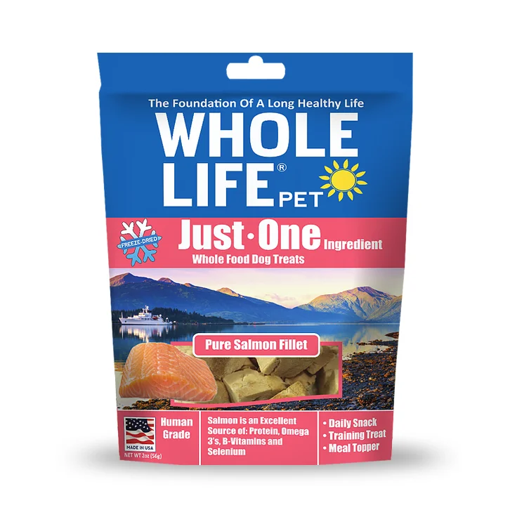 Whole Life Pet Just One Ingredient Pure Salmon Fillet Freeze-Dried Dog & Cat Treats, 2oz Bag