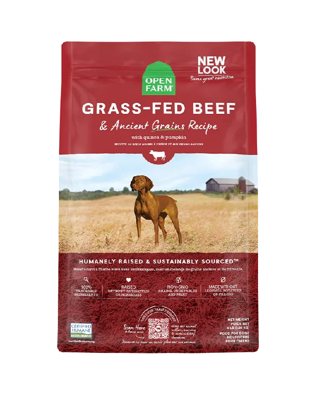 Open Farm Grass-Fed Beef & Ancient Grains Dry Dog Food 4lb