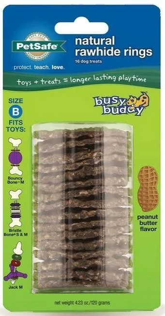 PetSafe Busy Buddy Natural Rawhide Peanut Butter Rings